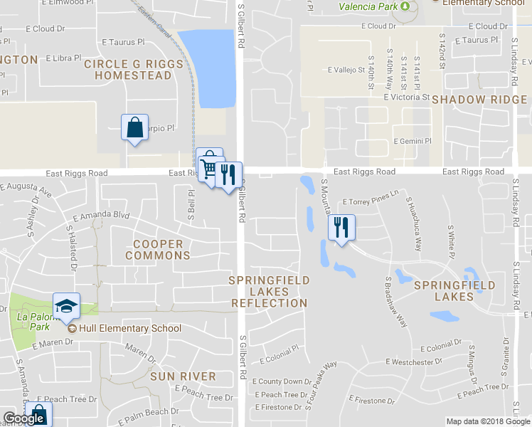map of restaurants, bars, coffee shops, grocery stores, and more near 3070 East Cherry Hills Place in Chandler