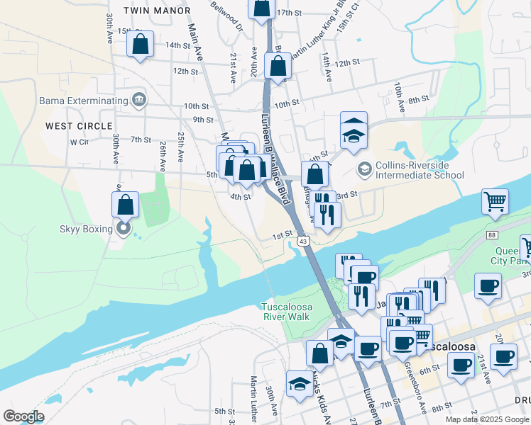 map of restaurants, bars, coffee shops, grocery stores, and more near 307 Main Avenue in Northport