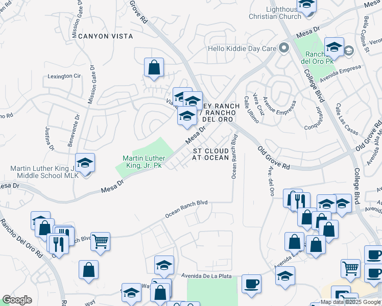 map of restaurants, bars, coffee shops, grocery stores, and more near 4311 Pacifica Way in Oceanside