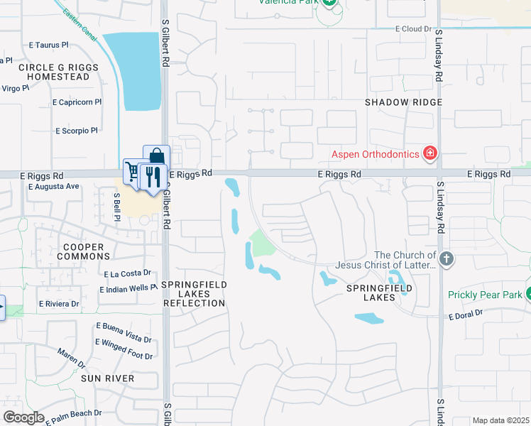 map of restaurants, bars, coffee shops, grocery stores, and more near 3371 East Torrey Pines Lane in Chandler