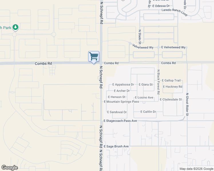 map of restaurants, bars, coffee shops, grocery stores, and more near 37240 North Banker Street in San Tan Valley