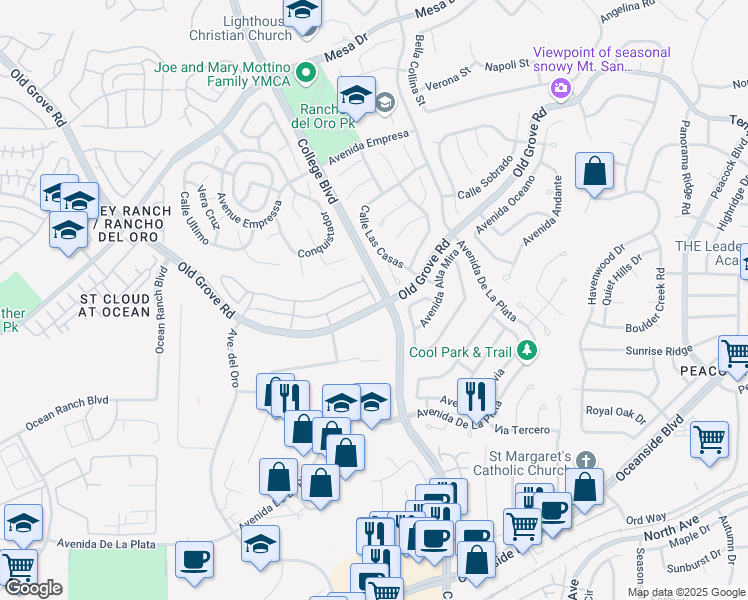 map of restaurants, bars, coffee shops, grocery stores, and more near 1287 Via Fanal in Oceanside