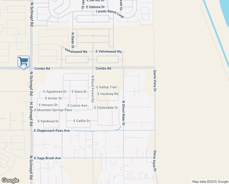 map of restaurants, bars, coffee shops, grocery stores, and more near 4680 East Horse Mesa Trail in Queen Creek