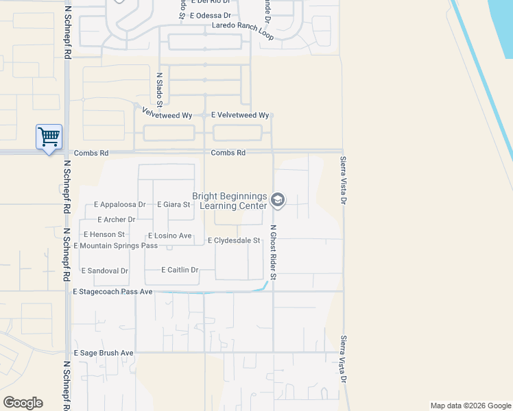map of restaurants, bars, coffee shops, grocery stores, and more near 4680 East Horse Mesa Trail in Queen Creek