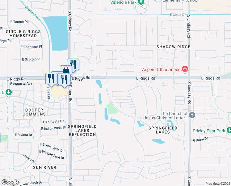 map of restaurants, bars, coffee shops, grocery stores, and more near 3371 East Torrey Pines Lane in Chandler