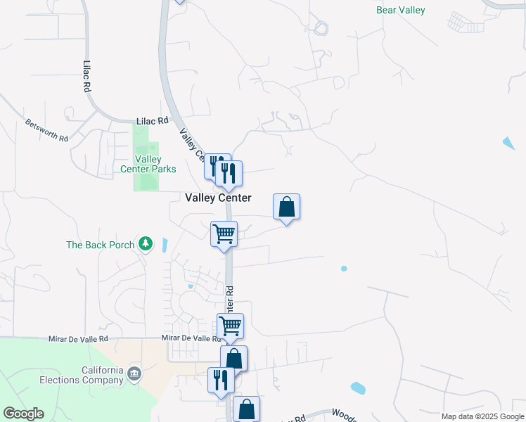 map of restaurants, bars, coffee shops, grocery stores, and more near 27927 Valley Center Road in Valley Center