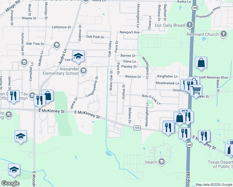 map of restaurants, bars, coffee shops, grocery stores, and more near 2809 Silver Sage Drive in Denton