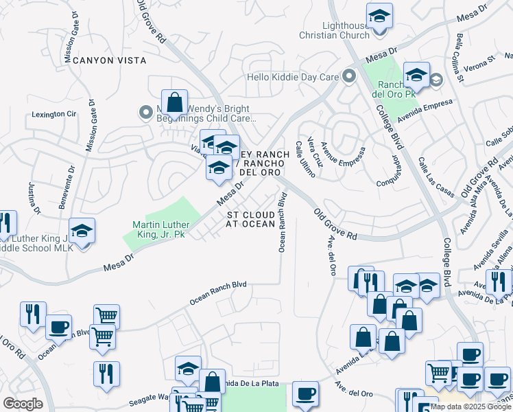 map of restaurants, bars, coffee shops, grocery stores, and more near 4354 Nautilus Way in Oceanside