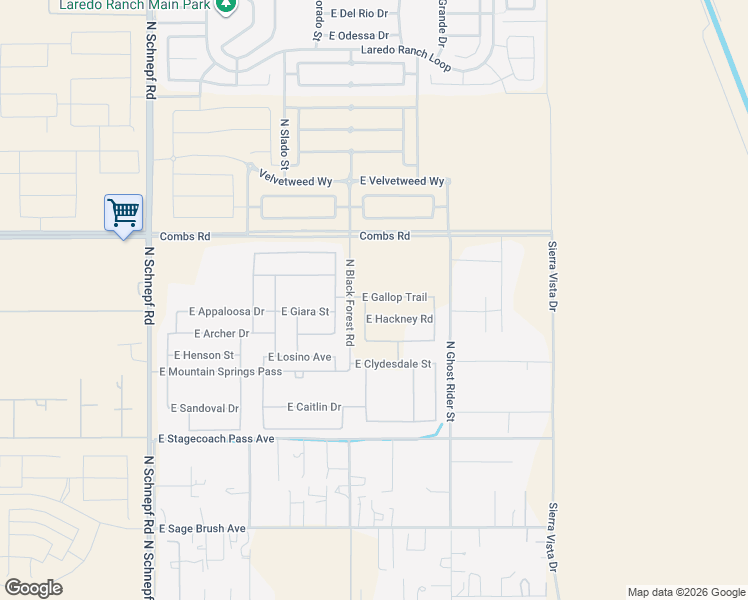 map of restaurants, bars, coffee shops, grocery stores, and more near 4372 East Hackney Road in San Tan Valley