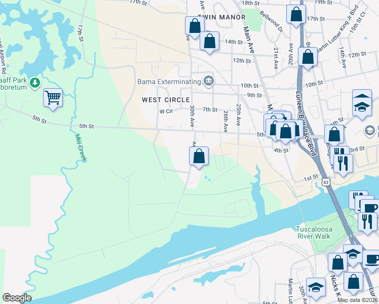 map of restaurants, bars, coffee shops, grocery stores, and more near 210 30th Avenue in Northport