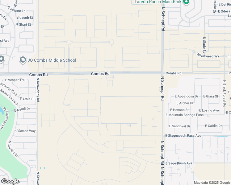 map of restaurants, bars, coffee shops, grocery stores, and more near 2842 Horse Mesa Trail in San Tan Valley