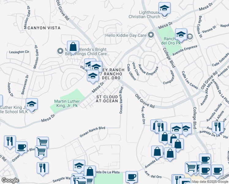 map of restaurants, bars, coffee shops, grocery stores, and more near 4350 Nautilus Street in Oceanside