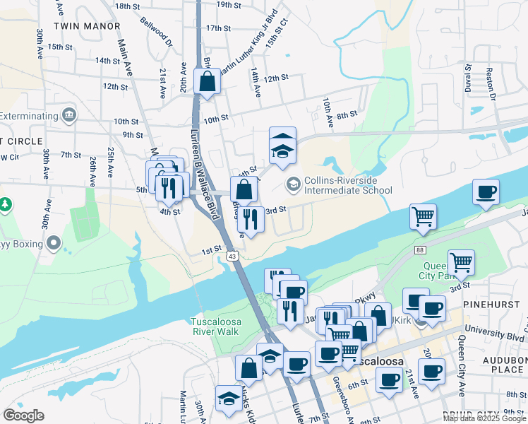 map of restaurants, bars, coffee shops, grocery stores, and more near 1503 3rd Street in Northport