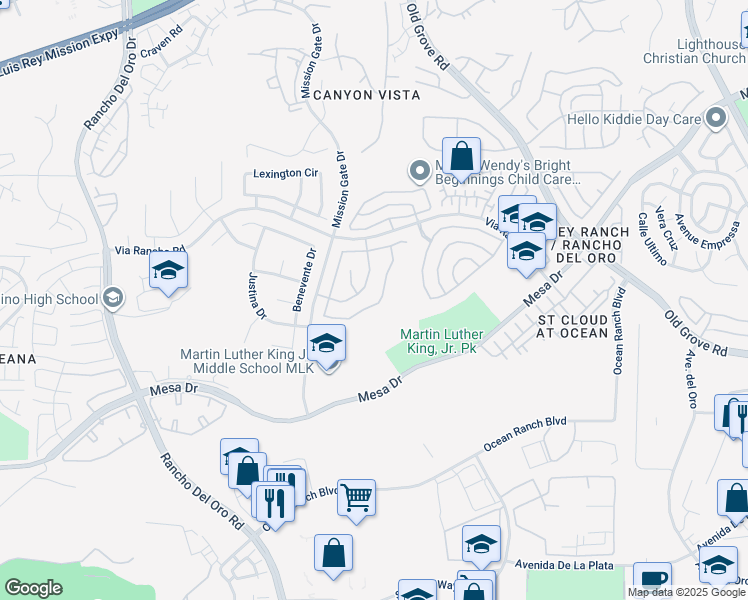 map of restaurants, bars, coffee shops, grocery stores, and more near 487 Lupine Way in Oceanside