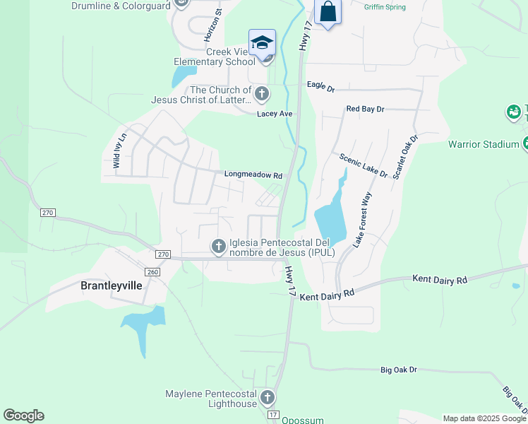 map of restaurants, bars, coffee shops, grocery stores, and more near 106 Falling Waters Lane in Shelby County
