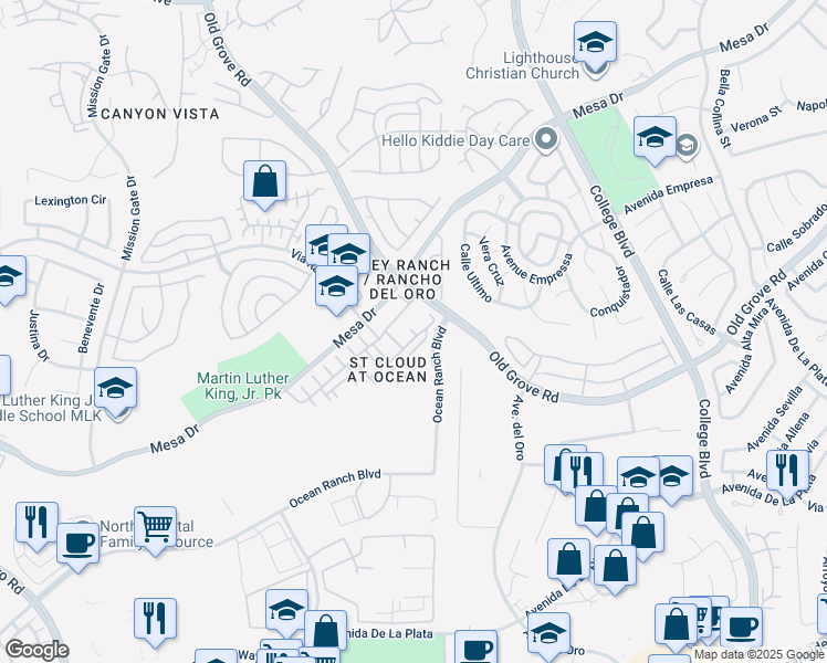 map of restaurants, bars, coffee shops, grocery stores, and more near 4369 Pacifica Way in Oceanside