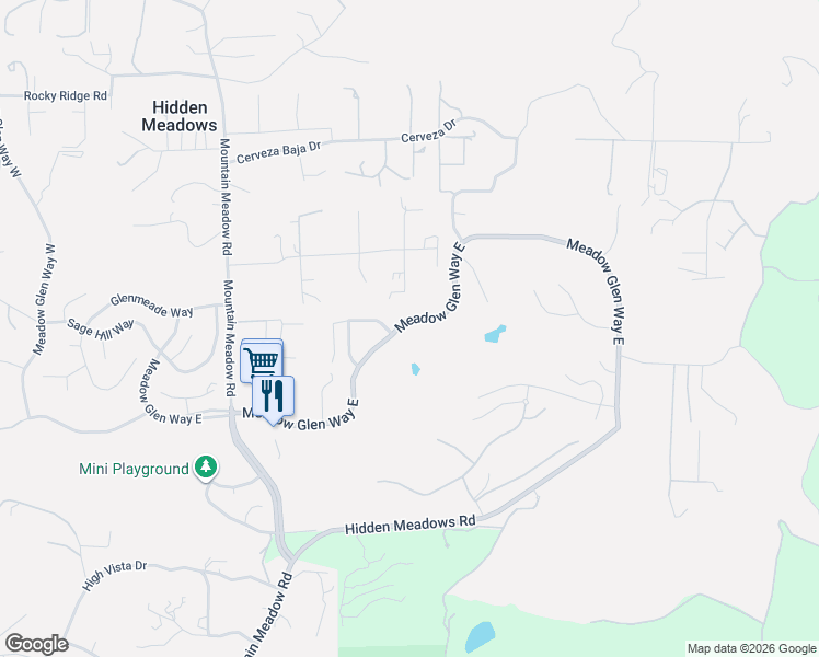 map of restaurants, bars, coffee shops, grocery stores, and more near 10629 Meadow Glen Way East in Escondido
