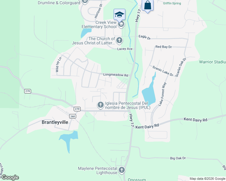 map of restaurants, bars, coffee shops, grocery stores, and more near 237 Pitchfork Place in Shelby County