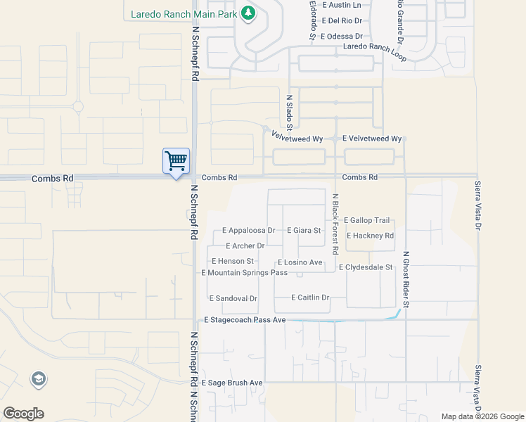 map of restaurants, bars, coffee shops, grocery stores, and more near 37422 North Azteca Road in San Tan Valley