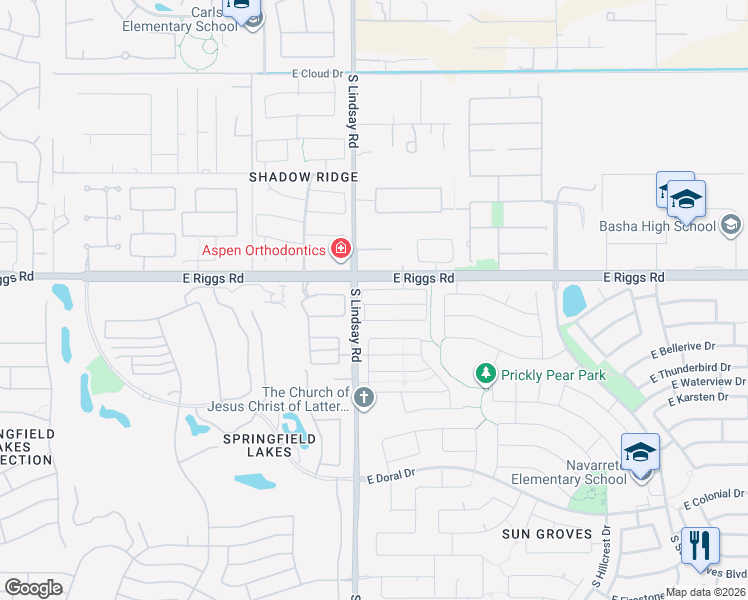 map of restaurants, bars, coffee shops, grocery stores, and more near in Chandler