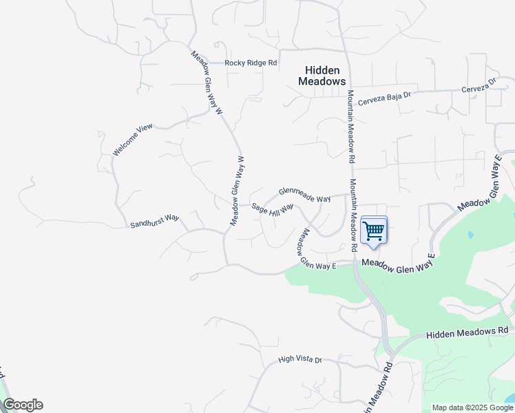 map of restaurants, bars, coffee shops, grocery stores, and more near Sage Hill Way in Hidden Meadows