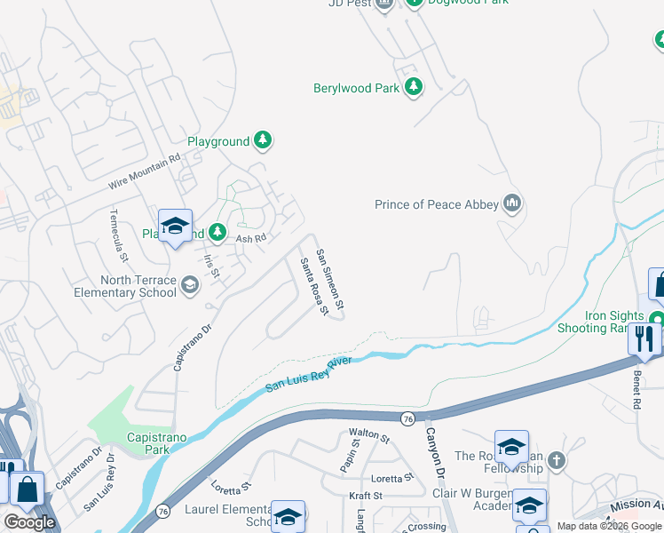 map of restaurants, bars, coffee shops, grocery stores, and more near 1436 San Simeon Street in Oceanside