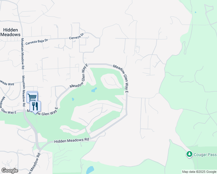 map of restaurants, bars, coffee shops, grocery stores, and more near 10951 Rim Road in Escondido