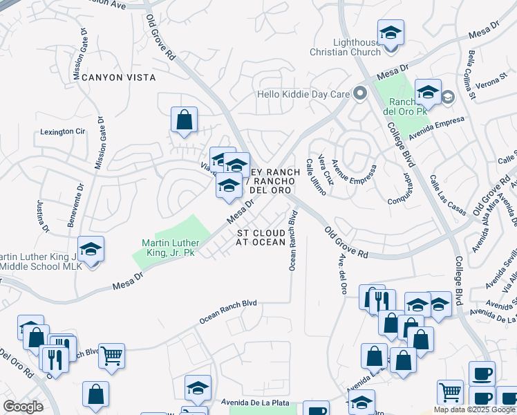 map of restaurants, bars, coffee shops, grocery stores, and more near 4366 Pacifica Way in Oceanside