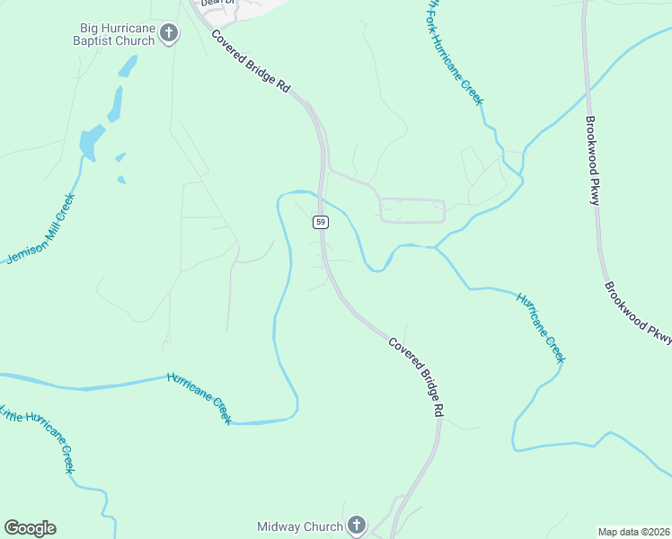 map of restaurants, bars, coffee shops, grocery stores, and more near 12057 Covered Bridge Road in Brookwood