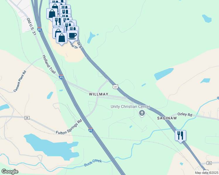 map of restaurants, bars, coffee shops, grocery stores, and more near 60 Memory Lane in Alabaster