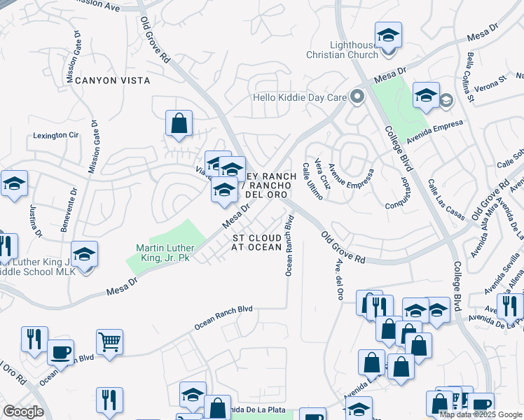 map of restaurants, bars, coffee shops, grocery stores, and more near 4370 Pacifica Way in Oceanside