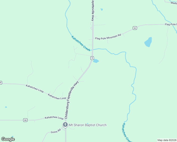 map of restaurants, bars, coffee shops, grocery stores, and more near 5500 Childersburg Fayetteville Highway in Childersburg