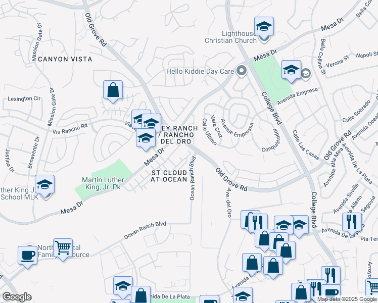 map of restaurants, bars, coffee shops, grocery stores, and more near 4384 Nautilus Way in Oceanside