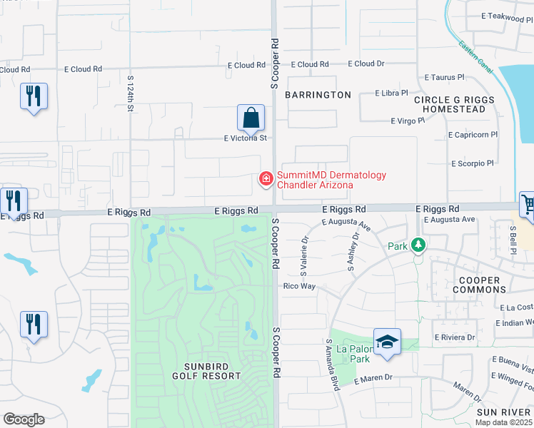 map of restaurants, bars, coffee shops, grocery stores, and more near 1976 East Augusta Avenue in Chandler