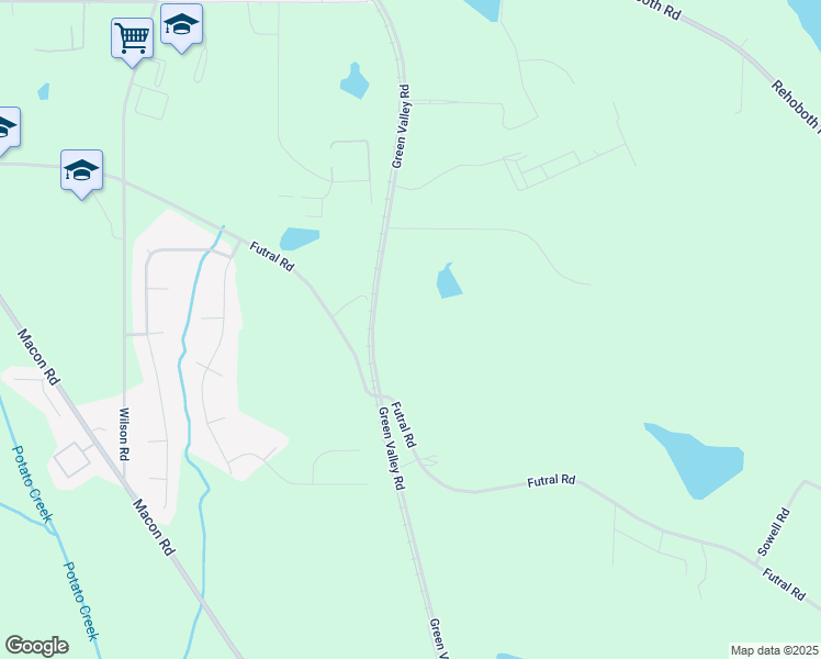 map of restaurants, bars, coffee shops, grocery stores, and more near 721 Green Valley Road in Griffin