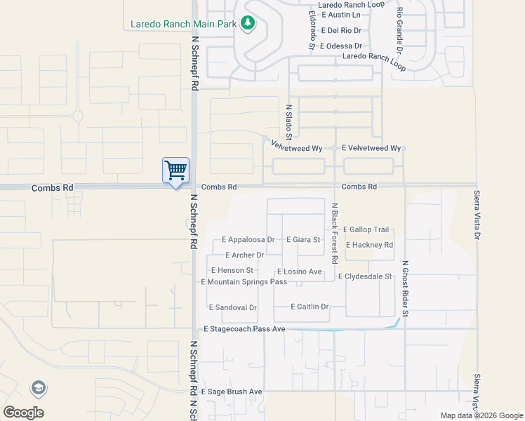 map of restaurants, bars, coffee shops, grocery stores, and more near 37422 North Azteca Road in San Tan Valley