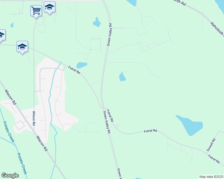 map of restaurants, bars, coffee shops, grocery stores, and more near 721 Green Valley Road in Griffin
