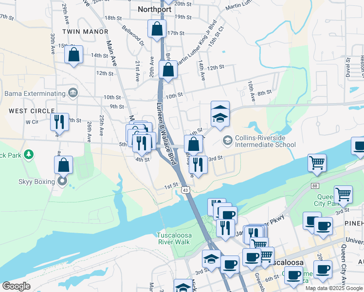 map of restaurants, bars, coffee shops, grocery stores, and more near 500-520 Bridge Ave in Northport