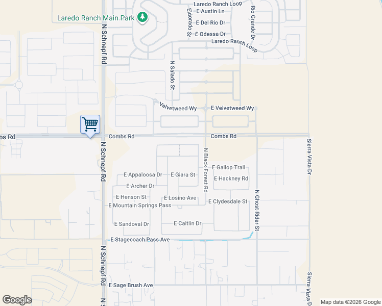 map of restaurants, bars, coffee shops, grocery stores, and more near 4088 East Sidesaddle Road in San Tan Valley