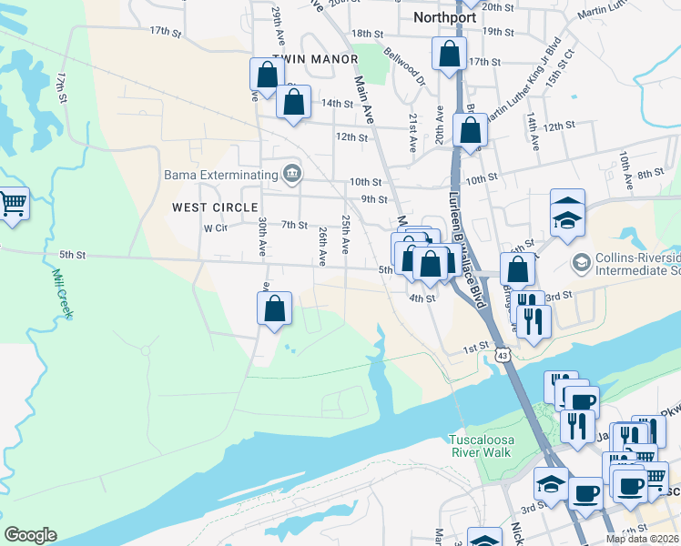 map of restaurants, bars, coffee shops, grocery stores, and more near 400-498 25th Ave in Northport