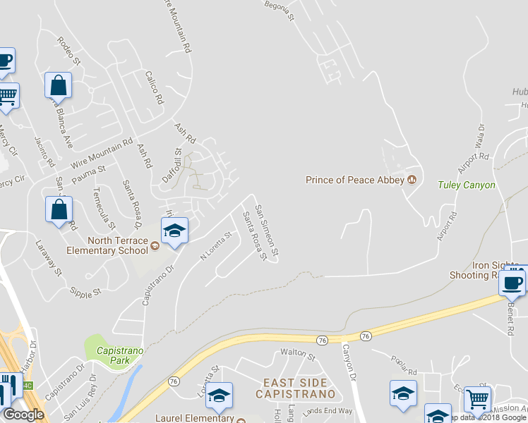 map of restaurants, bars, coffee shops, grocery stores, and more near 1436 San Simeon Street in Oceanside