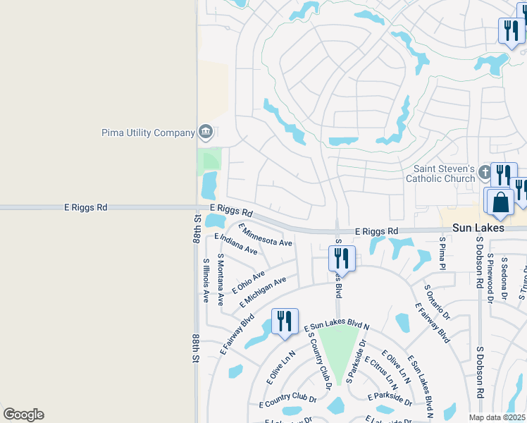 map of restaurants, bars, coffee shops, grocery stores, and more near 8937 East Stoney Vista Drive in Sun Lakes