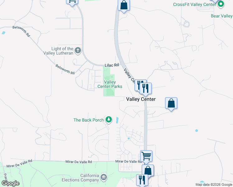 map of restaurants, bars, coffee shops, grocery stores, and more near 13665 Old Ranch Drive in Valley Center