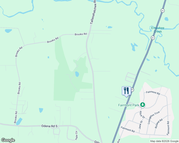map of restaurants, bars, coffee shops, grocery stores, and more near 709-769 Tallasahatchee Road in Sylacauga