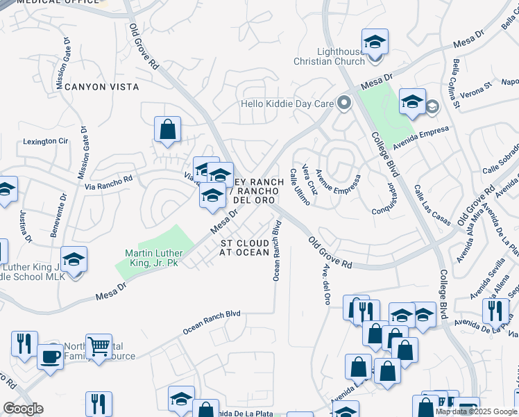 map of restaurants, bars, coffee shops, grocery stores, and more near 4369 Pacifica Way in Oceanside
