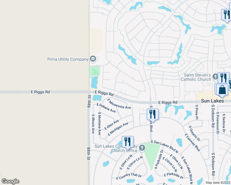 map of restaurants, bars, coffee shops, grocery stores, and more near 8937 E Stoney Vista Dr in Sun Lakes
