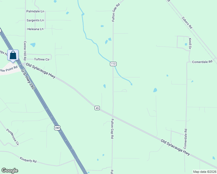 map of restaurants, bars, coffee shops, grocery stores, and more near 1175 Fulton Gap Road in Sylacauga