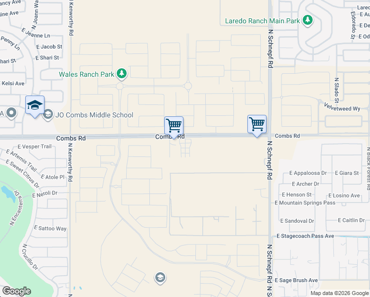 map of restaurants, bars, coffee shops, grocery stores, and more near in San Tan Valley