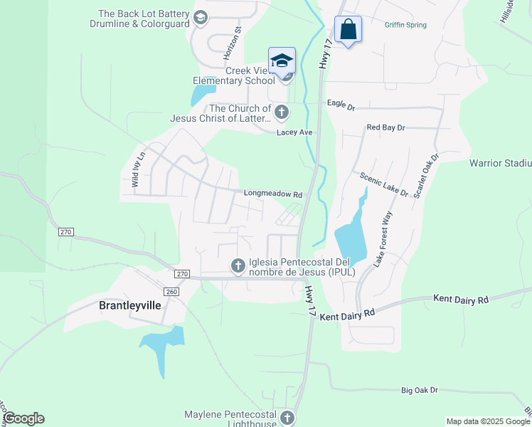 map of restaurants, bars, coffee shops, grocery stores, and more near 237 Pitchfork Place in Shelby County