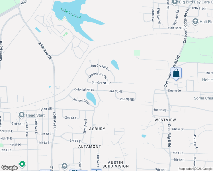 map of restaurants, bars, coffee shops, grocery stores, and more near 3033 Green Grove Cir NE in Tuscaloosa